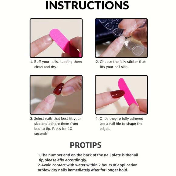 24pcs Glossy Medium Square Fake Nails, Aurora Red Press On Nails With Snowflake - Picture 8 of 8